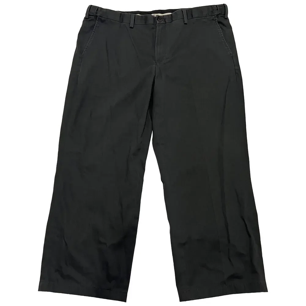 Eddie Bauer Men 42x29 Wrinkle Resistant Relaxed Fit Chino Pants Black Twill
